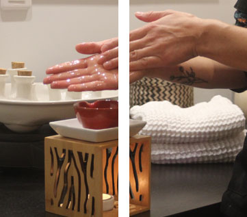 De Ambre à Zen : Mains Frottant Huile Massage